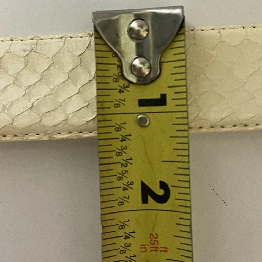 Genuine Snakeskin Belt Women Small Cream Gold Buckle Leather Lined Taiwan